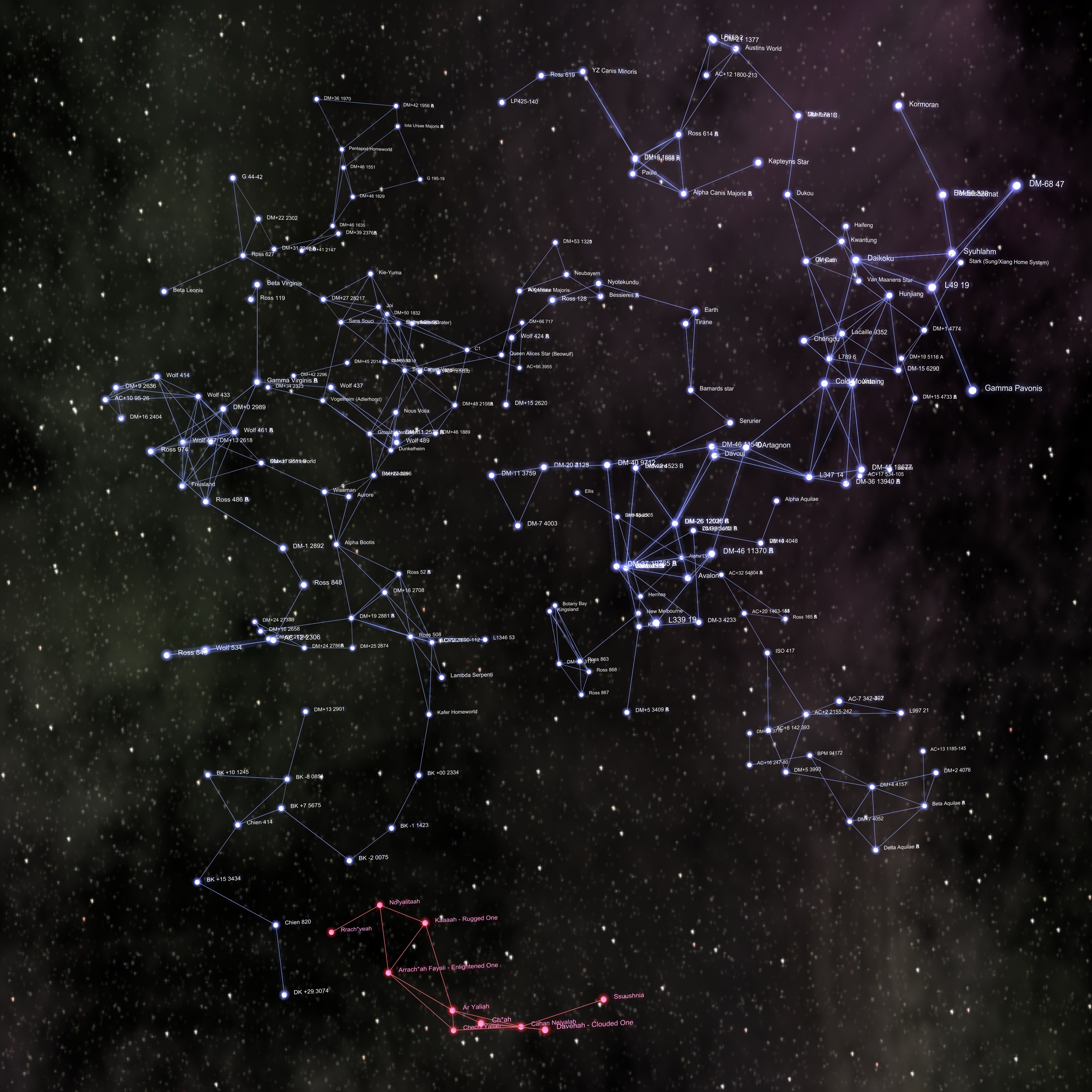 3D modeled starmap of human and Kafer space